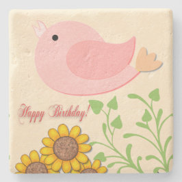 Vögel & Sonnenblumen Geburtstag Steinuntersetzer