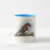 Vogel: Spatz im Aquarell Tasse (Zentrum)