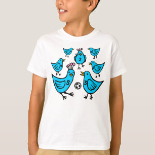 Vögel spielen Fußball - Farbe T-Shirt