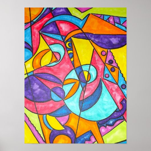 Vogel Squawking im Baum-Modern Bauhaus Poster (Vorne)