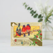 Vögel & Stechpalme Postkarte (Stehend Vorderseite)
