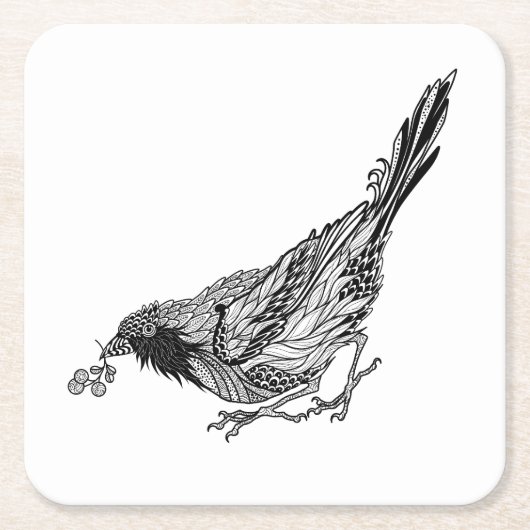 Vogel-Tätowierung Rechteckiger Pappuntersetzer (Vorderseite)