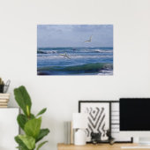Vögel tauchen ins Meer Poster (Heimbüro)