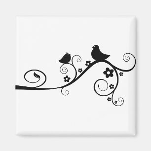 Vögel Tiere Geblüht Wirbel Swoosh Blume Magnet