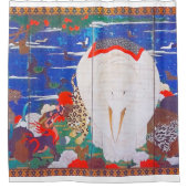 Vögel, Tiere und blühende Pflanze(rechts)Jakuchu Duschvorhang (Vorderseite)