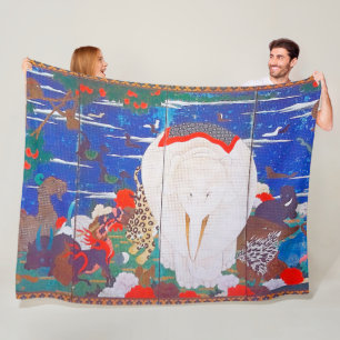 Vögel, Tiere und blühende Pflanze (rechts) Jakuchū Fleecedecke