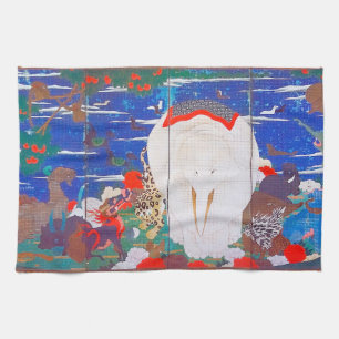 Vögel, Tiere und blühende Pflanze(rechts)Jakuchu Geschirrtuch