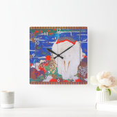 Vögel, Tiere und blühende Pflanze(rechts)Jakuchu Quadratische Wanduhr (Zuhause)