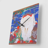 Vögel, Tiere und blühende Pflanze(rechts)Jakuchu Quadratische Wanduhr (Winkel)