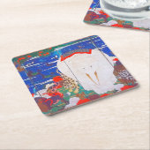 Vögel, Tiere und blühende Pflanze(rechts)Jakuchu Rechteckiger Pappuntersetzer (angewinkelt)