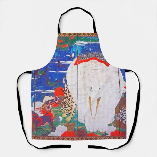 Vögel, Tiere und blühende Pflanze(rechts)Jakuchu Schürze (Vorderseite)