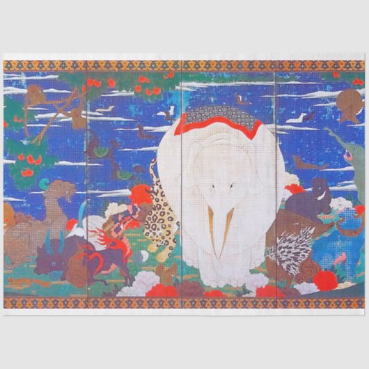 Vögel, Tiere und blühende Pflanze(rechts)Jakuchu Seidenpapier (Vorderseite)