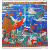 Vögel, Tiere und blühende Pflanze (Verlassen) Jaku Duschvorhang (Vorderseite)