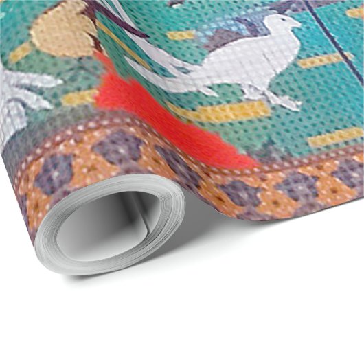 Vögel, Tiere und blühende Pflanze (Verlassen) Jaku Geschenkpapier (Rolleneckpunkt)