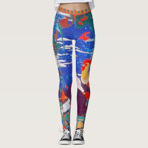 Vögel, Tiere und blühende Pflanze (Verlassen) Jaku Leggings
