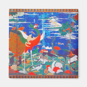 Vögel, Tiere und blühende Pflanze (Verlassen) Jaku Magnet