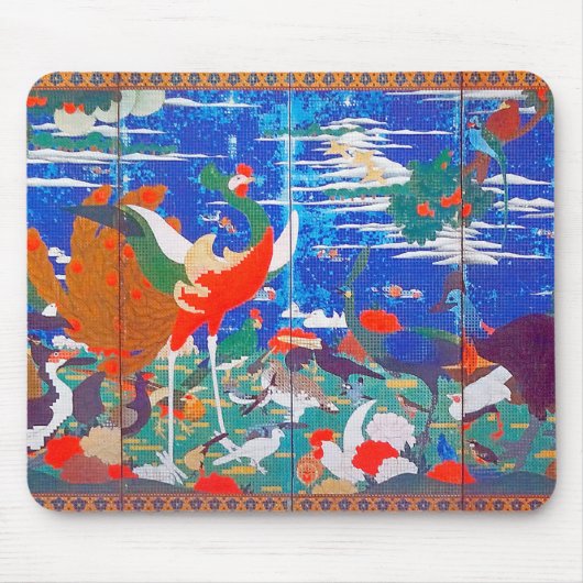 Vögel, Tiere und blühende Pflanze (Verlassen) Jaku Mousepad (Vorne)