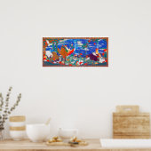 Vögel, Tiere und blühende Pflanze (Verlassen) Jaku Poster (Küche)