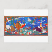 Vögel, Tiere und blühende Pflanze (Verlassen) Jaku Postkarte (Vorderseite)