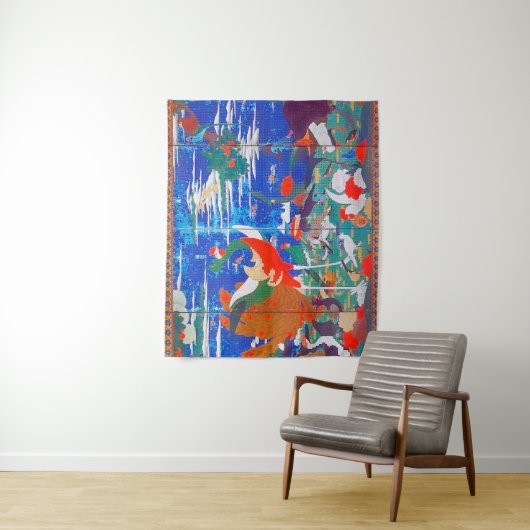 Vögel, Tiere und blühende Pflanze (Verlassen) Jaku Wandteppich (Beispiel)