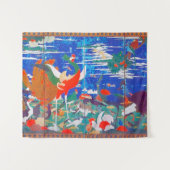 Vögel, Tiere und blühende Pflanze (Verlassen) Jaku Wandteppich (Vorderseite (Horizontal))