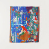 Vögel, Tiere und blühende Pflanze (Verlassen) Jaku Wandteppich (Vorderseite)