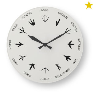 Vogel-Tierfährten-Fußabdrücke-Identifizierung Große Wanduhr