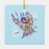 Vögel treffen auf ein Hausfenster Keramikornament (Rückseite)