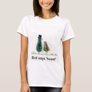 Vogel tweete Hochzeitsbrille und Bräutigam T-Shirt
