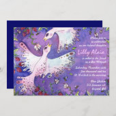 Vogel-u. Bienen-Aquarell-Schläger Mitzvah Einladung (Vorne/Hinten)