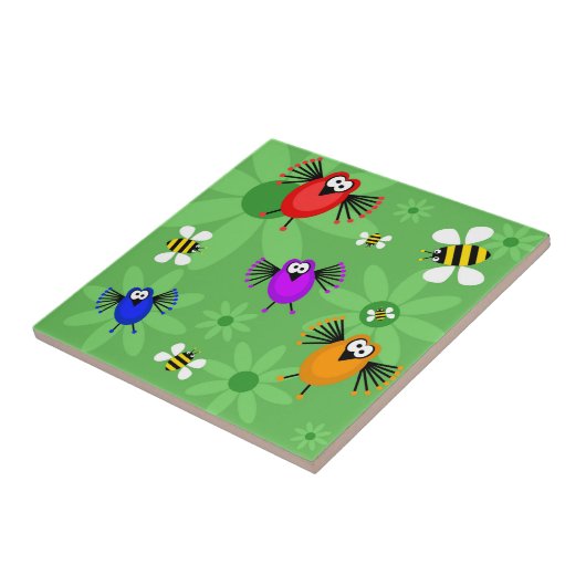Vögel u. Bienen Fliese (Seite)