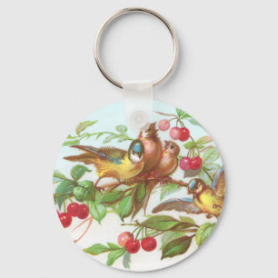 Vogel-u. Kirschviktorianische Geschäftskarte Schlüsselanhänger