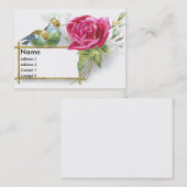 Vögel u. rosa Rosen-viktorianische Geschäftskarte Visitenkarte (Vorne/Hinten)