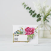 Vögel u. rosa Rosen-viktorianische Geschäftskarte Visitenkarte (Stehend Vorderseite)