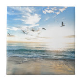 Vögel über dem Strand Fliese (Vorderseite)