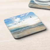 Vögel über dem Strand Getränkeuntersetzer (Linke Seite)