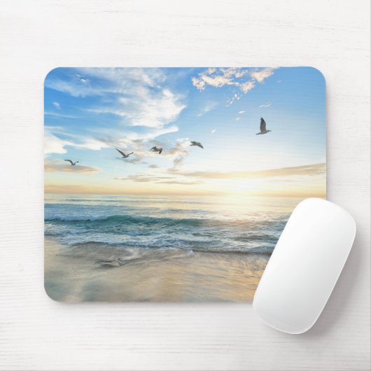Vögel über dem Strand Mousepad (Mit Mouse)