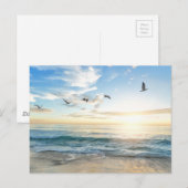 Vögel über dem Strand Postkarte (Vorne/Hinten)