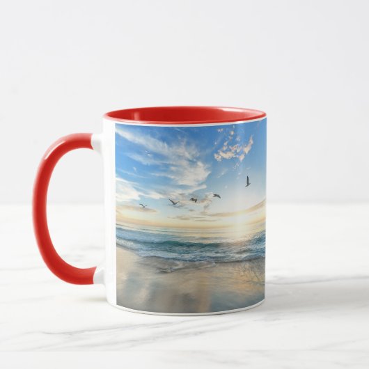 Vögel über dem Strand Tasse (Links)