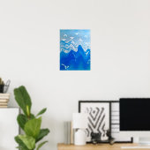 Vögel über den Meereswellen Poster (Heimbüro)