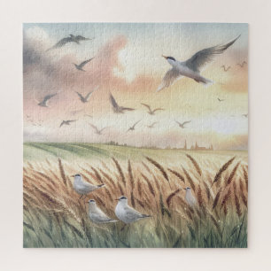 Vögel über einem Maisfeld Puzzle