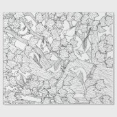 Vögel und Ahornbaum U-Farbe Geschenkpapier (Flach)