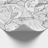 Vögel und Ahornbaum U-Farbe Geschenkpapier (Ecke)