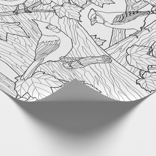 Vögel und Ahornbaum U-Farbe Geschenkpapier (Ecke)