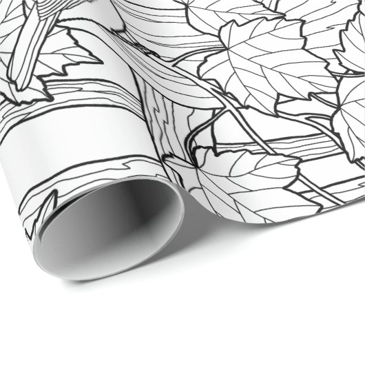 Vögel und Ahornbaum U-Farbe Geschenkpapier (Rolleneckpunkt)