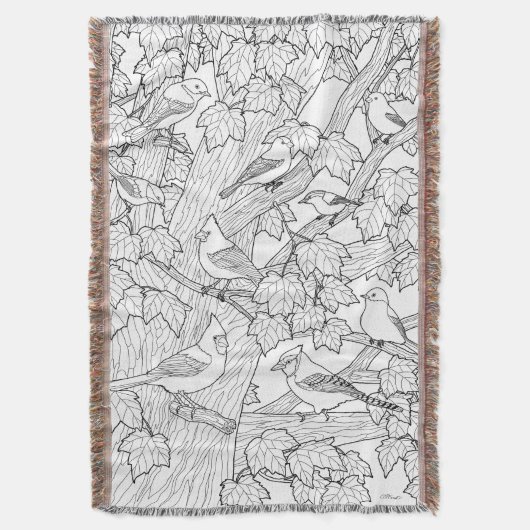 Vögel und Ahornbaum U-Paint oder Dye Decke (Vorderseite Vertikal)