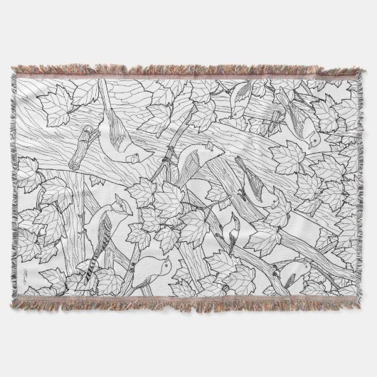 Vögel und Ahornbaum U-Paint oder Dye Decke (Vorderseite)