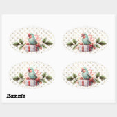 Vogel und aktuelle Weihnachtsaufkleber Ovaler Aufkleber (Blatt)