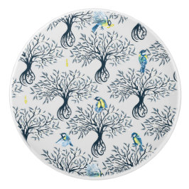 Vögel und Apfelbäume Keramikknauf