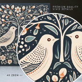 Vögel und Baum des Lebens Blauer Orange Jugendstil Fliese